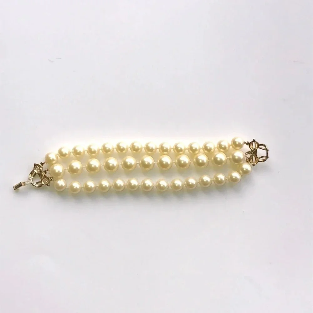 Vintage Marvella 3 Strand Faux Pearl Bracelet